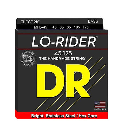 DR Strings MH5-45 Lo-Rider .045 - .105 Stainless Steel 5-String Bass Guitar Strings - Free Shipping!