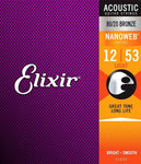 Elixir NANOWEB® 11052 80/20 Bronze Light .012 - .053 Acoustic Guitar Strings - 3 Sets!