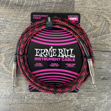 Ernie Ball Braided Instrument Cable 10’ Straight/Straight 1/4”-1/4” Red/Black