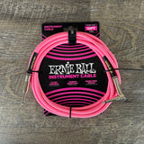 Ernie Ball Braided Instrument Cable 10’ Straight/Angle 1/4”-1/4” Pink