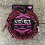 Ernie Ball Braided Instrument Cable 18’ Straight/Straight 1/4”-1/4” Red/Black