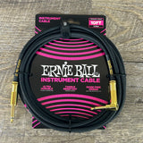 Ernie Ball Instrument Cable 10’ Straight/Angle 1/4"-1/4" w/Gold Connectors Black