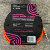 Ernie Ball Braided Instrument Cable 10’ Straight/Angle 1/4"- 1/4”Neon Orange