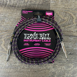Ernie Ball Braided Instrument Cable 10’ Straight/Straight 1/4”-1/4” Purple Python