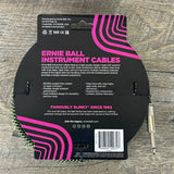 Ernie Ball Braided Instrument Cable Straight/Angle 1/4"-1/4" 10’ Black/Green