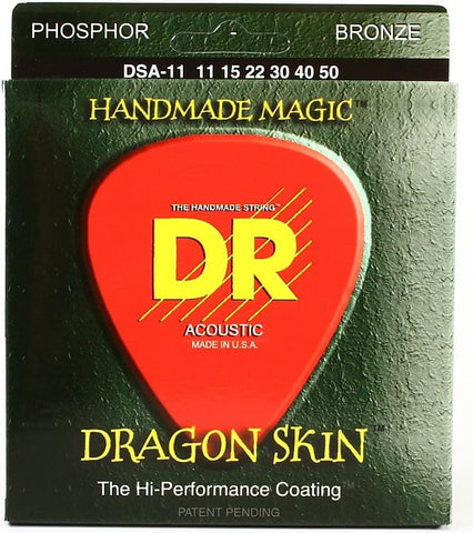 DR Strings DSA-11 Dragon Skin .011 - .050 Phosphor Bronze Hard Coated Acoustic Guitar Strings - 3 Sets!
