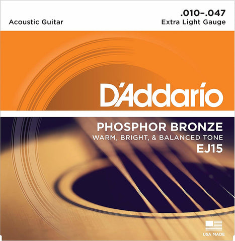 D'Addario EJ15 Phosphor Bronze Extra Light Acoustic Guitar Strings - 3 Sets! - Authorized Dealer!
