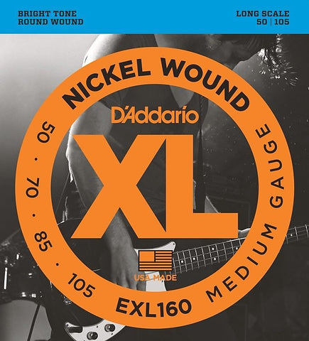 D'Addario EXL160  .050 - .105 Nickel Wound Bass Guitar Strings - Free Shipping!