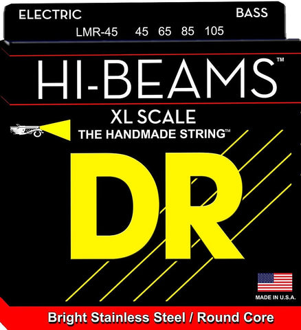 DR Strings LMR-45 Hi-Beams .045 - .105 X-Long Scale Stainless Steel Bass Guitar Strings - Free Shipping!