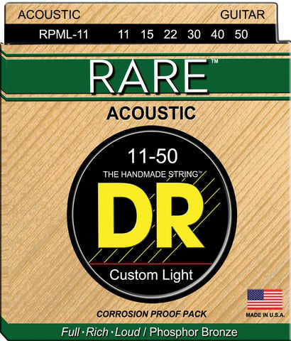 DR Strings RPML-11 Rare Phosphor Bronze .011 - .050 Acoustic Guitar Strings - 3 Sets!
