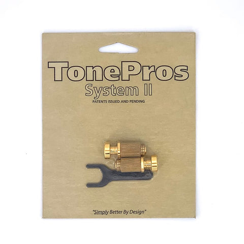 TonePros SGS1-GLD US Thread Locking Steel Stud Set For Vintage Wraparound Bridges - Gold