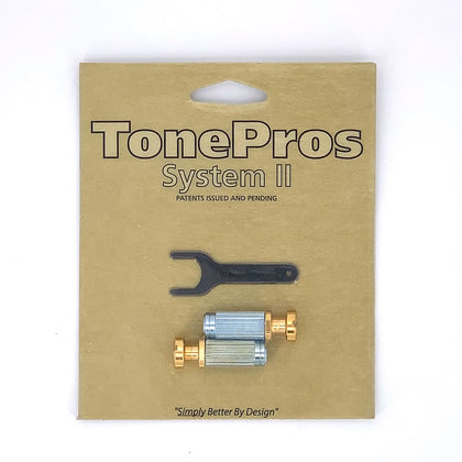 TonePros VGS1-G Vintage Metric Thread Locking Steel Stud Set For Vintage Wraparound Bridges - Gold