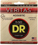 DR Strings VTA-11 VERITAS .011 - .050 Phosphor Bronze Acoustic Guitar Strings - 3 Sets!