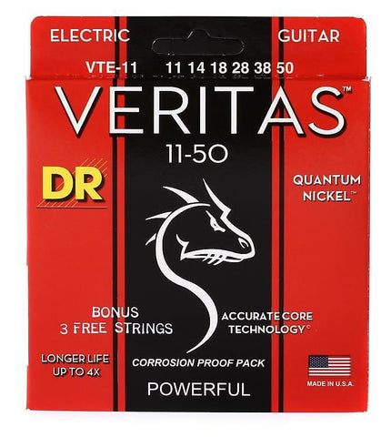 DR Strings VTE-11 VERITAS .011 - .050 Quantum Nickel Wrap Electric Guitar Strings - 3 Sets!